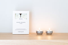 Natural Organic Tealights Front of Box 6-pacl