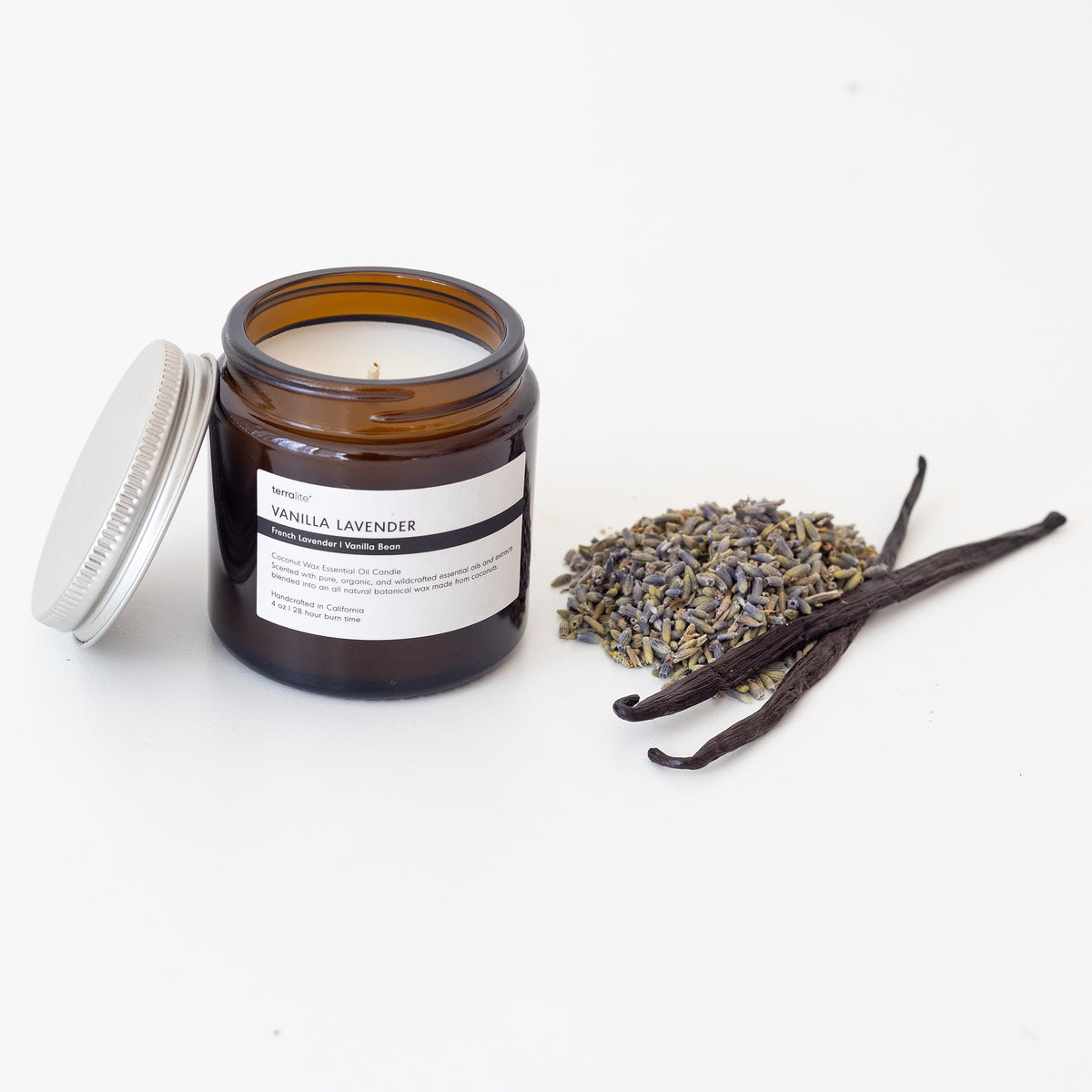 Vanilla Lavender Essential Oil Candle, all natural with organic essential oils - Travel Size