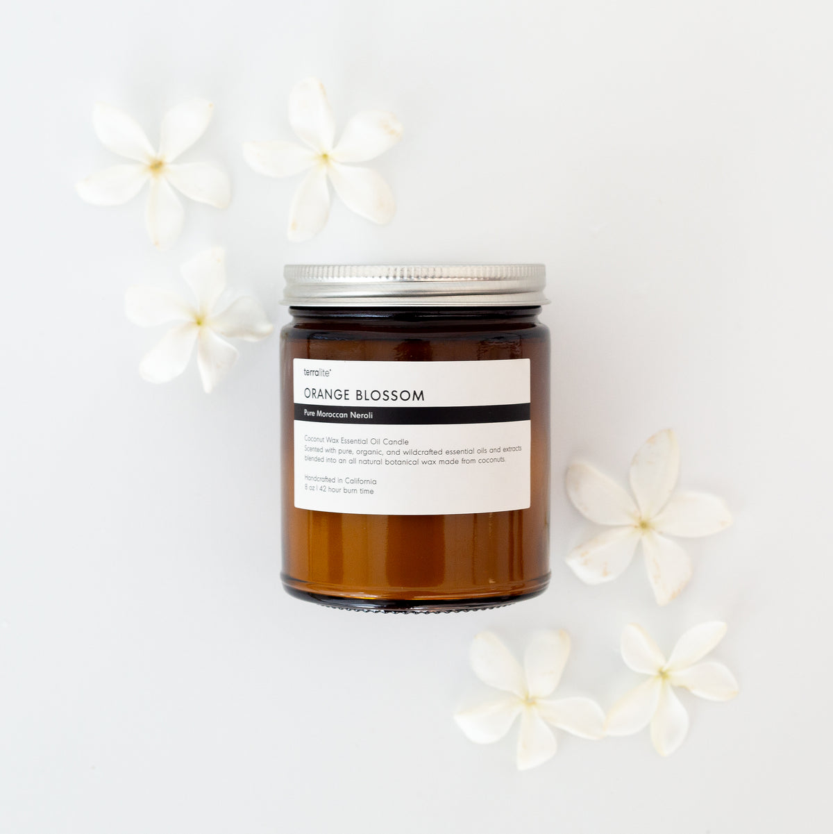 Orange Blossom Essential Oil Candle - 8 oz. made with neroli essential oil.